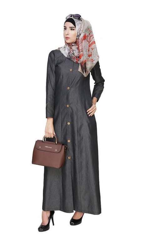 Denim Flared Coat Abaya