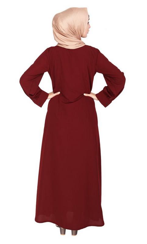 Flowy and Elegant Maroon Pintuck Abaya