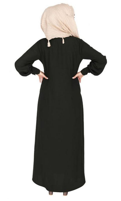 Flowy and Elegant Olive Green Pintuck Abaya (Made-To-Order)