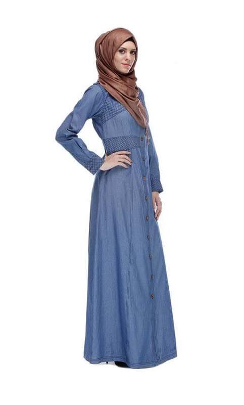 Light Blue Collared Denim Abaya (Made-To-Order)