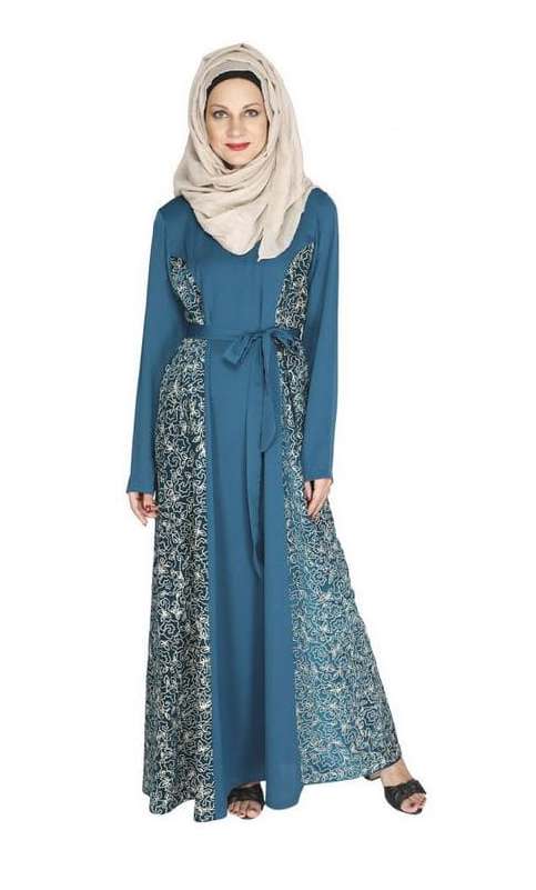 Opulent Teal Green Velt Abaya