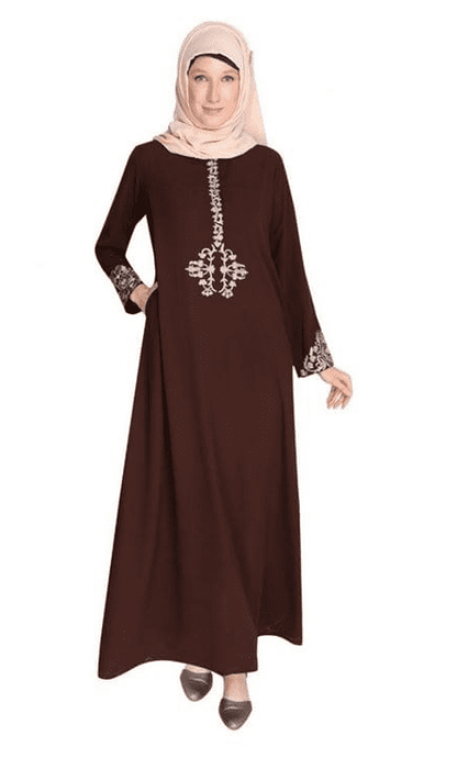Persian Embroidered Brown Abaya (Made-To-Order)