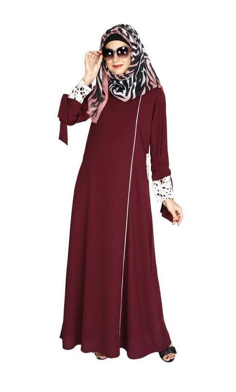 Purple Lace & Bow Detailed Abaya (Made-To-Order)