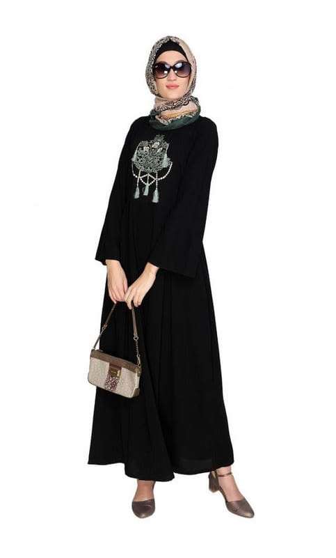 Tassels Detail Black Abaya