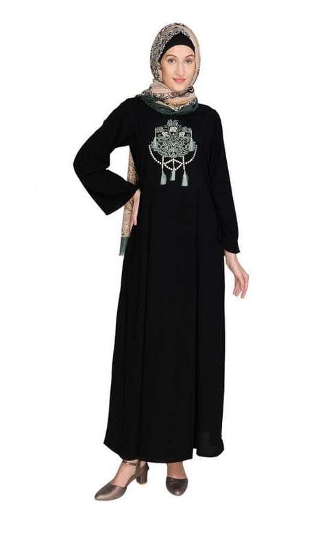 Tassels Detail Black Abaya