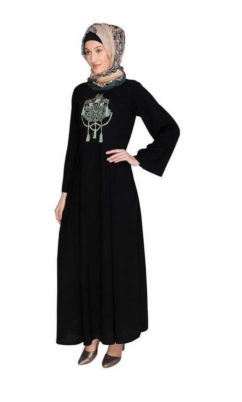 Tassels Detail Black Abaya