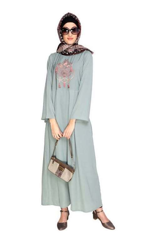 Tassels Detail Sage Green Abaya