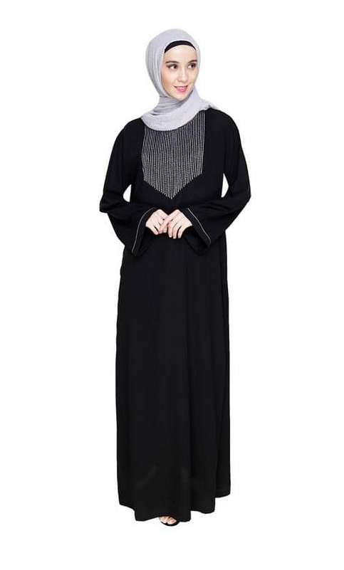 Whimsical Embroidered Black Dubai Style Abaya