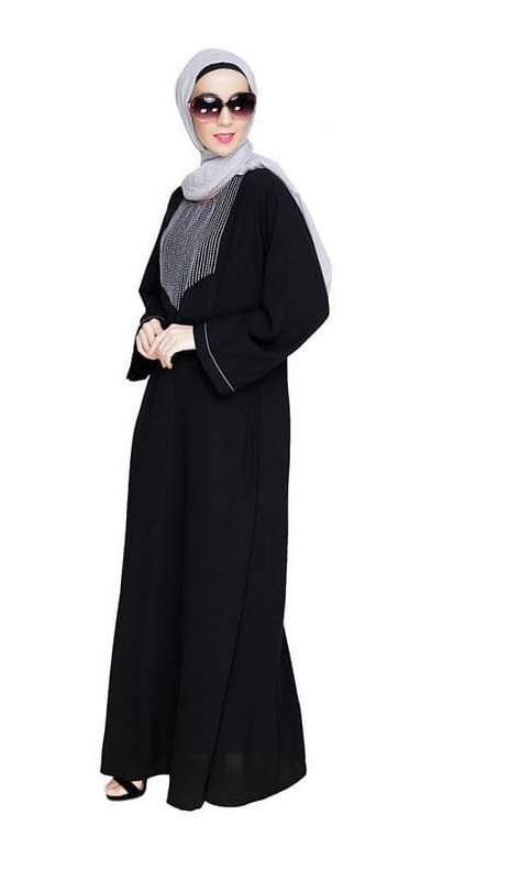 Whimsical Embroidered Black Dubai Style Abaya